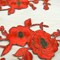 1 Pair Dark Red Flower Applique with Antique Gold Embroidery and Iron On Backing